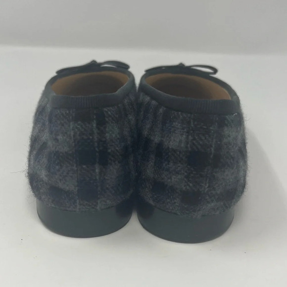 Chanel Ballet Cap toe Black Grey Plaid tweed textured flat size 37 - Picture 6 of 8